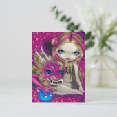 briefkaart voor "Shimmering Pink Dragon" (Staand voorkant)