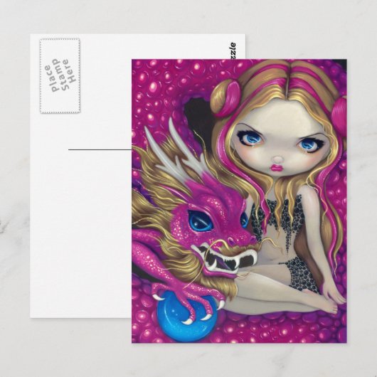 briefkaart voor "Shimmering Pink Dragon" (Voorkant / Achterkant)
