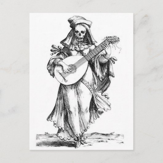briefkaart voor skeletsongstress bij mooie vrouwen (Voorkant)
