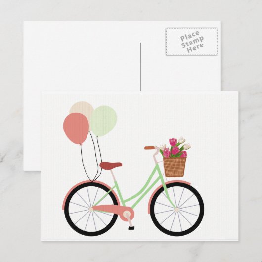 Briefkaart voor Springtime-fietsen (Voorkant / Achterkant)