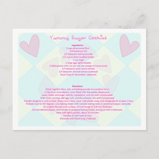 Briefkaart voor suikerkoekjesreceptie (Voorkant)