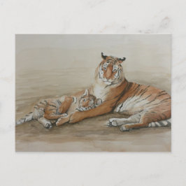 Briefkaart voor tijger- en snijkranen