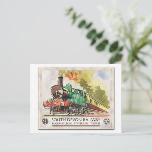 Briefkaart voor treinreis Zuid-Devon Railway Vinta (Staand voorkant)