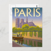 Briefkaart voor treinreizen Parijs Vintage (Voorkant / Achterkant)