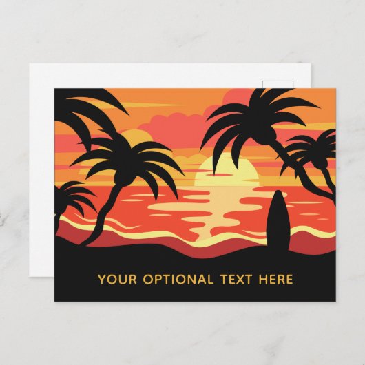 Briefkaart voor Tropical Sunset-aangepaste tekst (Voorkant / Achterkant)