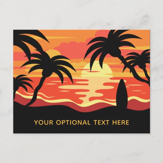 Briefkaart voor Tropical Sunset-aangepaste tekst (Voorkant)