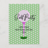 Briefkaart voor uitnodiging van de Dames Golf Leag (Voorkant)
