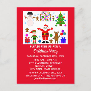 Briefkaart voor uitnodiging voor kerstcadeautjes #