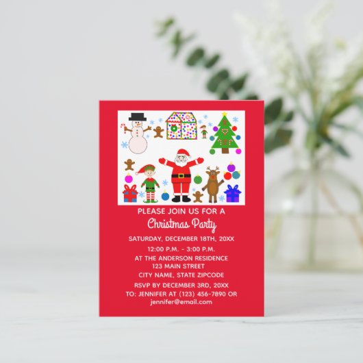 Briefkaart voor uitnodiging voor kerstcadeautjes # (Staand voorkant)