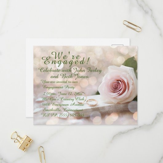 Briefkaart voor uitnodigingen van de verlovingsgro (Voorkant / Achterkant in situ)