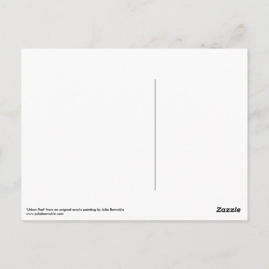 briefkaart voor "Urban Red" (Achterkant)