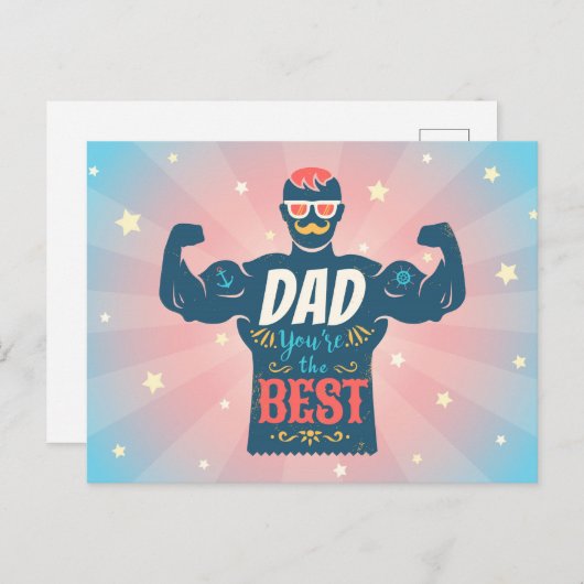 briefkaart voor Vaderdag. (Voorkant / Achterkant)