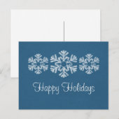 Briefkaart voor vakantiewintervlokken, blauw (Voorkant / Achterkant)