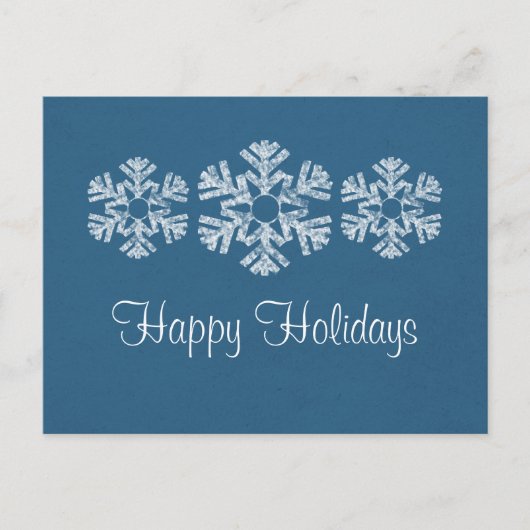 Briefkaart voor vakantiewintervlokken, blauw (Voorkant)