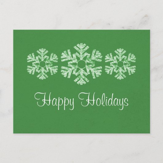 Briefkaart voor vakantiewintervlokken, groen (Voorkant)
