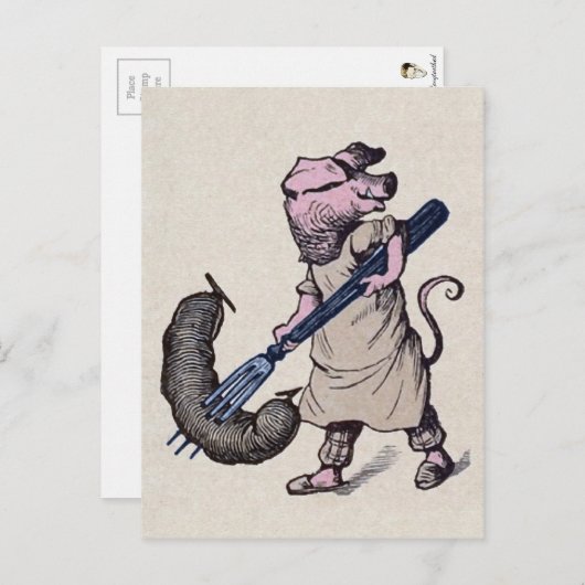 Briefkaart voor varkens en worst (Voorkant / Achterkant)