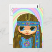 Briefkaart voor ventilatorkracht Hippie Doll (Voorkant / Achterkant)