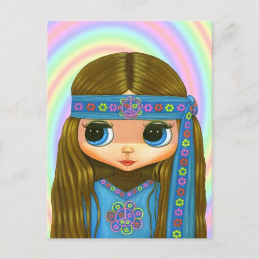 Briefkaart voor ventilatorkracht Hippie Doll (Voorkant)
