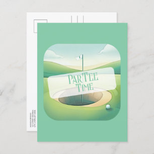 Briefkaart voor verjaardagsuitnodiging met golfthe