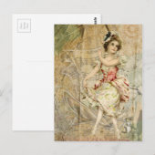 Briefkaart voor Victoriaans dansende meisjespagina (Voorkant / Achterkant)