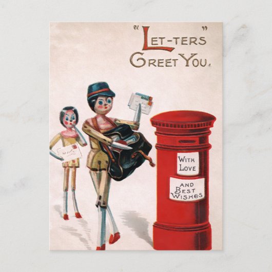  Briefkaart voor Victoriaans houten poppen (Voorkant)