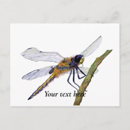 Briefkaart voor vierkantsdragonfly-Waterverf