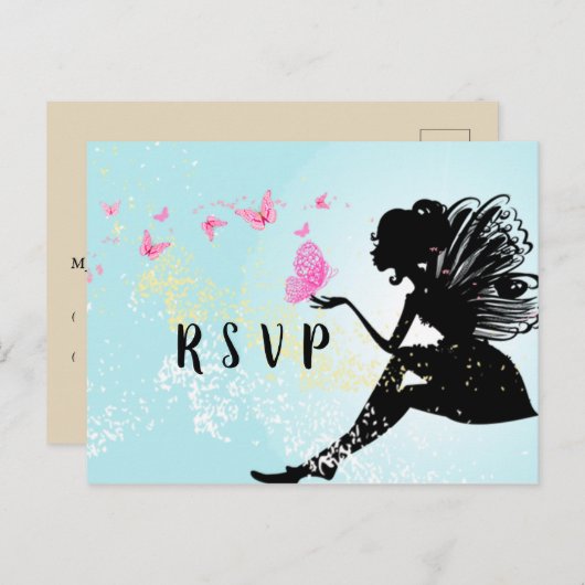 briefkaart voor vijfjarige vrouwen RSVP (Voorkant / Achterkant)