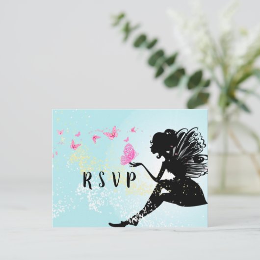 briefkaart voor vijfjarige vrouwen RSVP (Staand voorkant)
