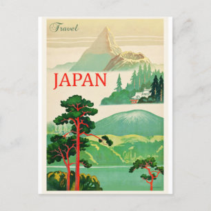 Briefkaart voor Vintage-reizen in het Japanse gebe