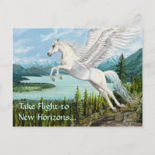 Briefkaart voor vliegende Pegasus-paardenfantasie