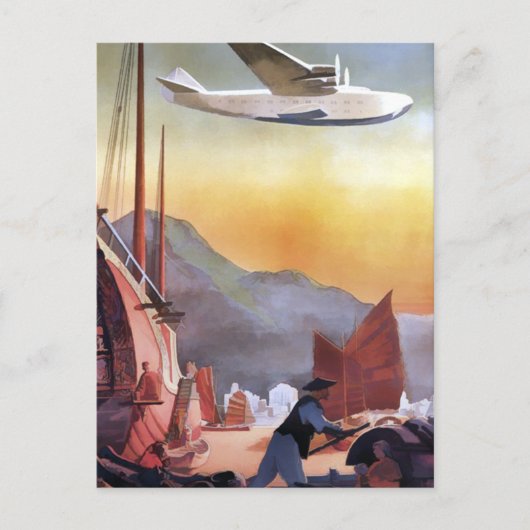 Briefkaart voor vliegreizen in Hongkong China (Voorkant)