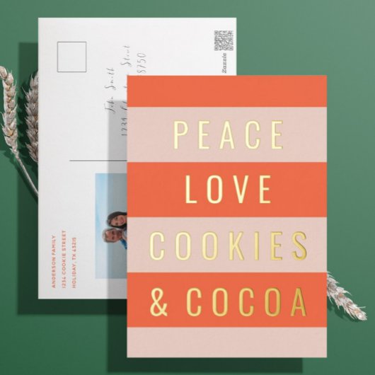 Briefkaart voor vrede en cacao Gold Foil Holiday
