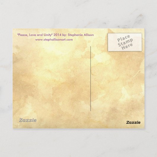 Briefkaart voor vrede, liefde en eenheid (Achterkant)