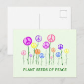Briefkaart voor vredesgebaren - Plant zaden voor v (Voorkant / Achterkant)