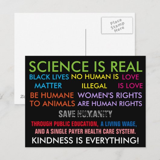 Briefkaart voor vreedzame protesten (Voorkant / Achterkant)