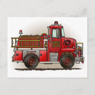 Briefkaart voor vrijwillige brandweerwagen