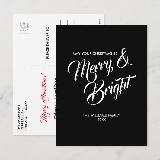 Briefkaart voor vrolijk kerstfeest (Voorkant / Achterkant)