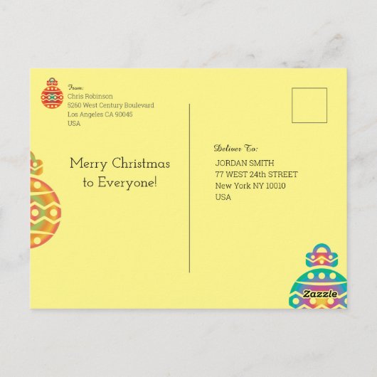 Briefkaart voor vrolijk kerstversiering (Achterkant)