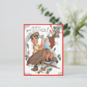 Briefkaart voor vrolijke kerstsoldaat (Staand voorkant)