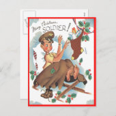 Briefkaart voor vrolijke kerstsoldaat (Voorkant / Achterkant)