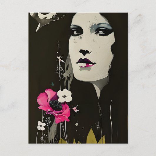 Briefkaart voor vrouwen en bloemen (Voorkant)