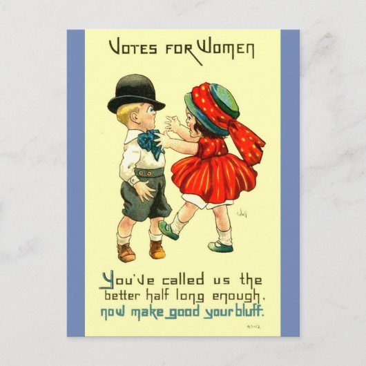 Briefkaart voor vrouwenrechten Cute Suffragette, k (Voorkant)