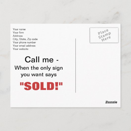 Briefkaart voor weergave van verkochte objecten va (Achterkant)