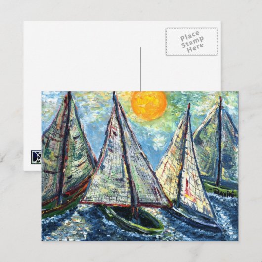 Briefkaart voor zeilboten (Voorkant / Achterkant)