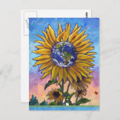 Briefkaart voor zonnebloemen (Voorkant / Achterkant)