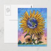 Briefkaart voor zonnebloemen (Voorkant / Achterkant)