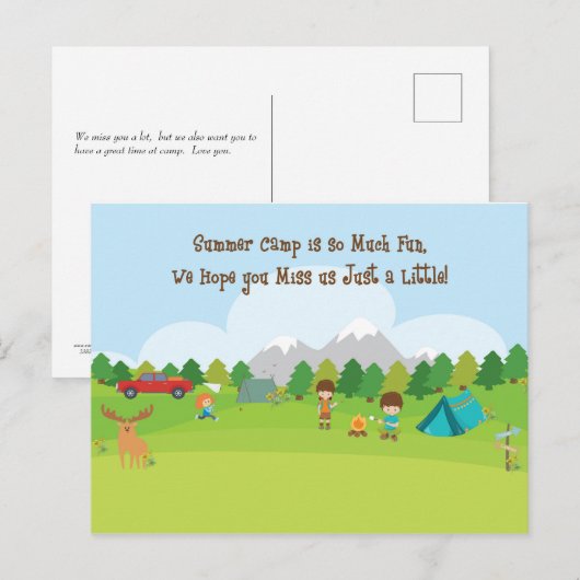 Briefkaart voor zoon of dochter tijdens het zomerk (Voorkant / Achterkant)