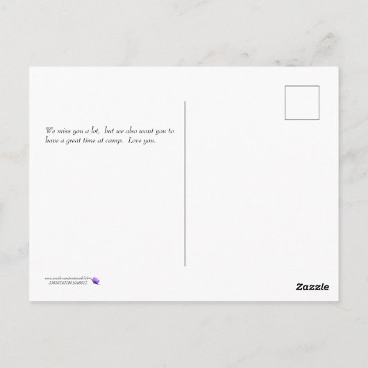 Briefkaart voor zoon of dochter tijdens het zomerk (Achterkant)