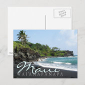 Briefkaart voor zwarte zandstrandtekst van Maui Wa (Voorkant / Achterkant)