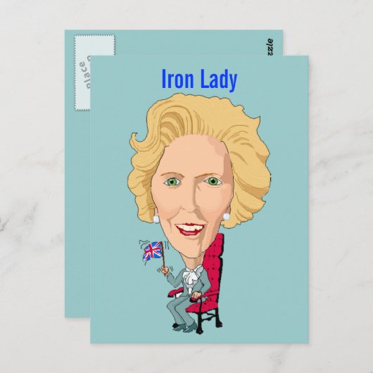 Briefkaart Voormalig Brits premier Iron Lady (Voorkant / Achterkant)